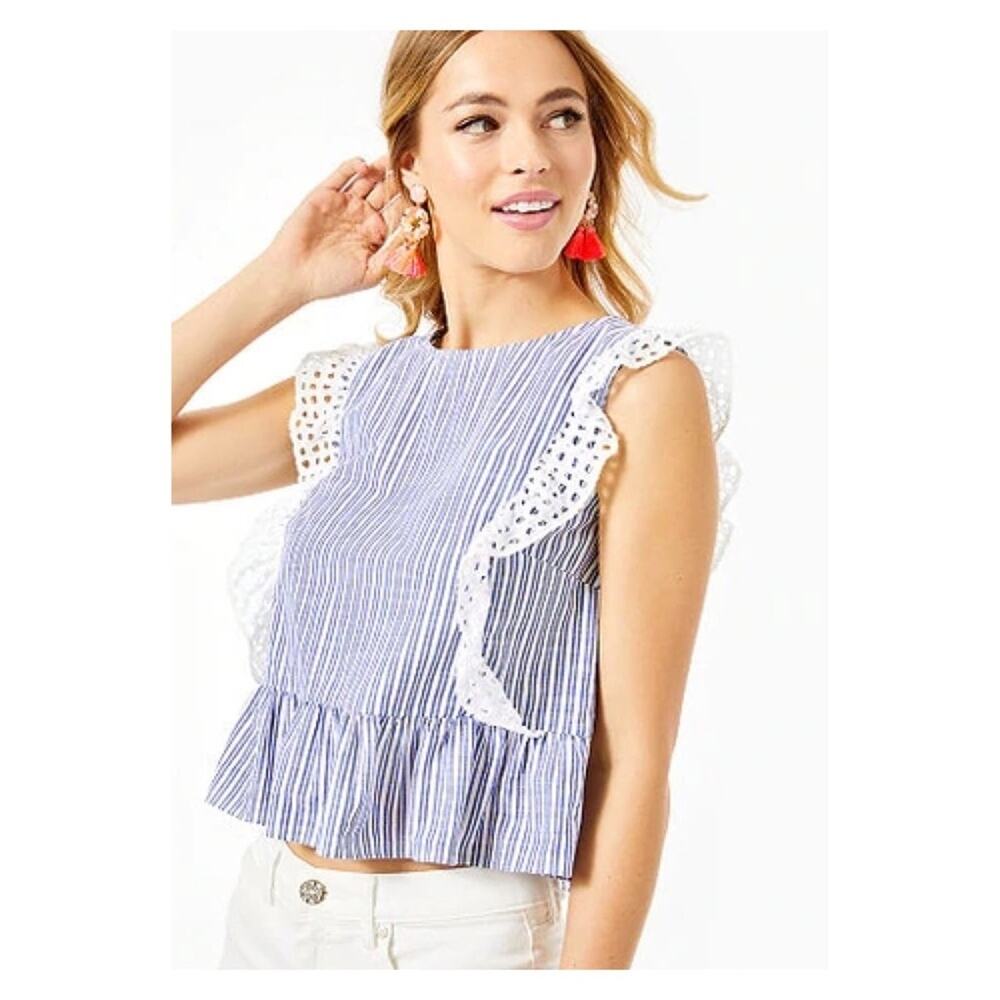 Lilly Pulitzer Blue Thistle Ellis Top Sz.XL NWT